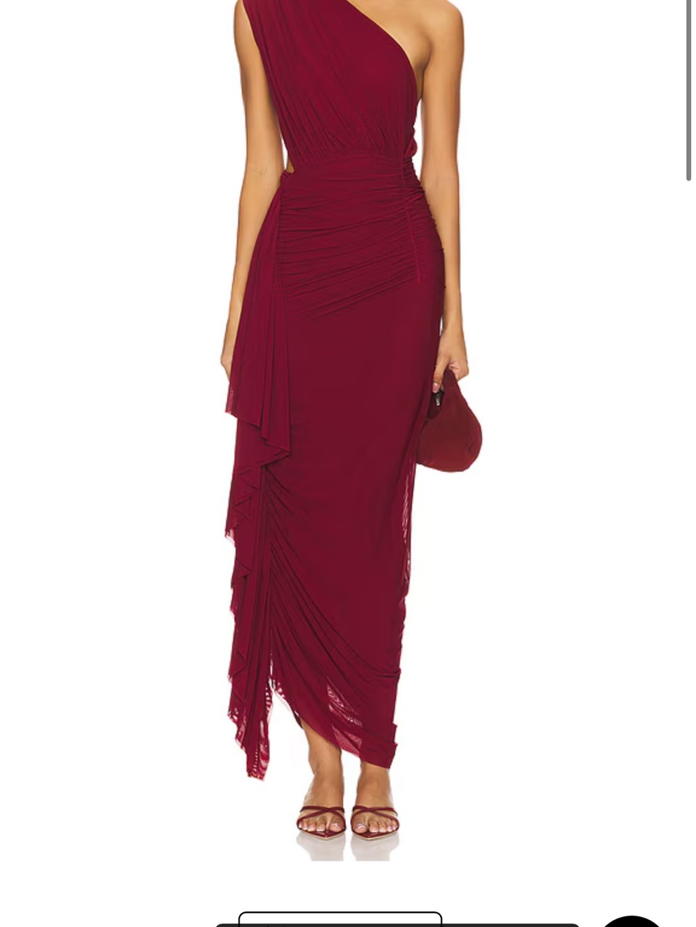 superdown One-Shoulder Ruched Wine Red Evening Gown